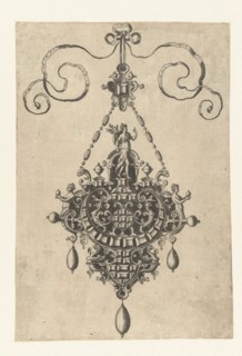 Pendant which a goddess with laurel, Anonymous, Hans Collaert (I), Philips Galle, 1581