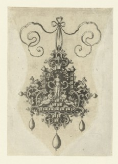 Pendant with in the middle a peace goddess with palm branch, Anonymous, Hans Collaert I, Philips