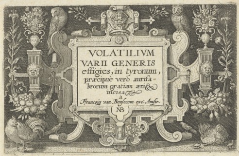Title cartouche with ornaments and birds, Nicolaes de Bruyn, 1594