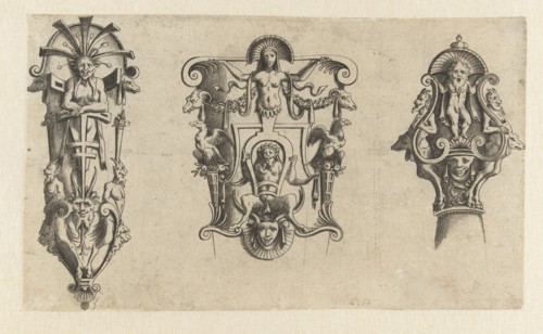 Oirband with a satyr, Anonymous, Cornelis Bos, 1516 - 1556