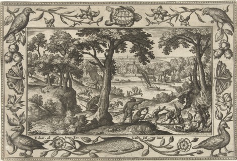 Boar Hunt, Adriaen Collaert, Eduwart Hoes Winckel, 1582-1586