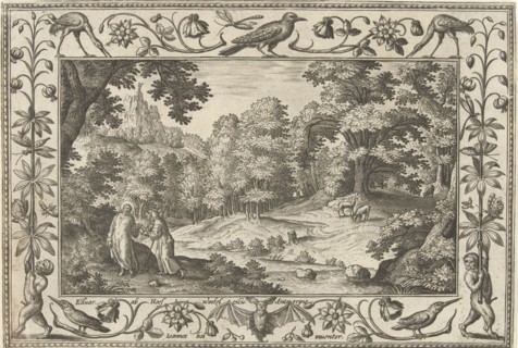 Temptation in the desert, Adriaen Collaert, Eduwart Hoes Winckel, 1582-1586