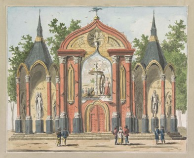 Destruction of the old Constitution, decoration on the Butter Market, Botermarkt, 1795, A. Verkerk,