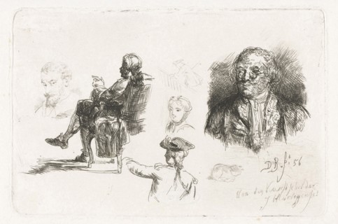 Study Sheet with different figures, David Bles, Joseph Hartogensis, 1856