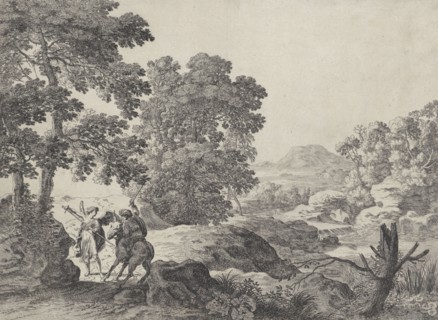 Balaam and the donkey with the angel, Herman van Swanevelt, 1629-1641