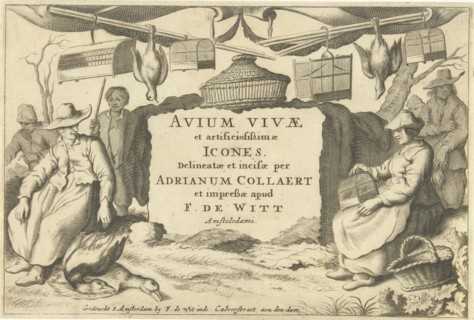 Title print with bird catchers and bird sellers, Anonymous, after 1659-1706