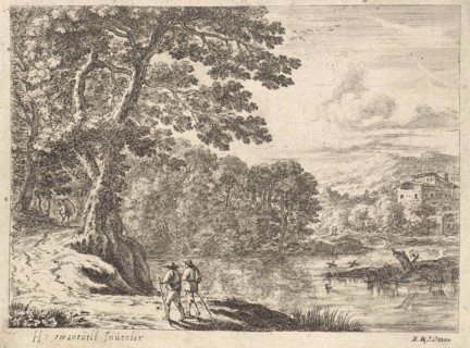 Landscape with a peddler and walkers, Anonymous, Herman van Swanevelt, Herman van Swanevelt, 1726 -