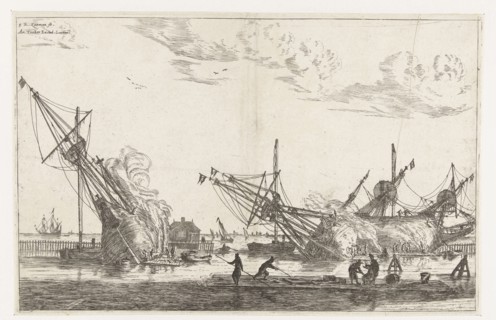 Waterproofing of the hulls of three flutes, Reinier Nooms, 1650-1675, A fluyt, fluit or flute is a