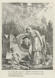 Allegorical tomb Laurens Jansz. Coster, 1823, Pieter Bartholomeusz. Barbiers, 1823