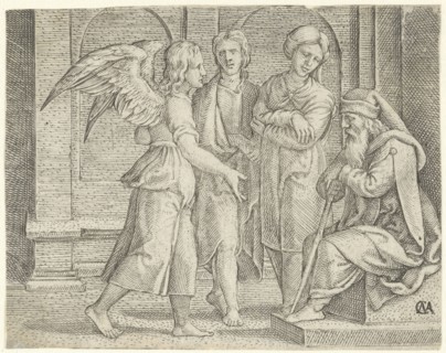 Tobias and the Angel with Tobit and Anna, Cornelis Massijs, 1544 - 1556