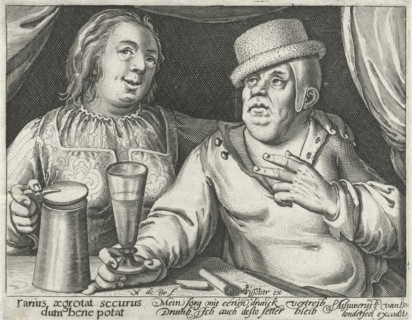 Drinking man and woman, Nicolaes de Bruyn, Claes Jansz. Visscher (II), Assuerus van Londerseel,