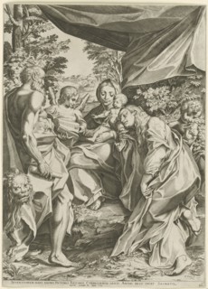 Mary with Child, Mary Magdalen and Jerome, Cristofano Cartaro, Baptista Parmiensis, 1586