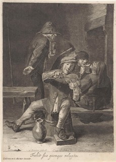 Violin Player, Hearing, print maker: Cornelis Visscher II, Adriaen Brouwer, 1720 - 1772