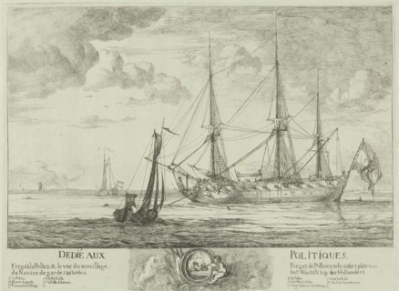 Fregat Pollux bij het wachtschip in de Schelde, 1784. Anonymous, 1784