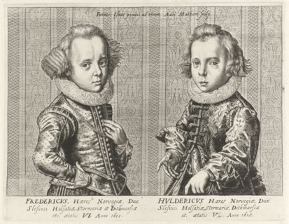 Portraits of Frederick III and Ulrich of Denmark, print maker: Adriaen Matham, Pieter Isaacsz.,
