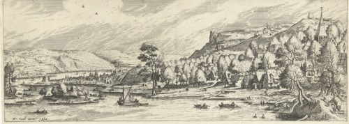 River landscape, print maker: Johannes of Lucas van Doetechum, Hans Bol, Hieronymus Cock, 1562