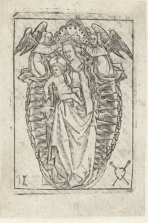 Madonna on the crescent moon, print maker: Meester met het doorstoken hart, 1500 - 1525