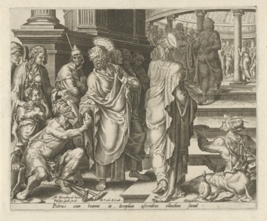Peter heals a paralytic, Philips Galle, Hieronymus Cock, 1558