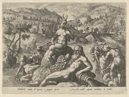 Nocturnal fishing with landing net, Philips Galle, Jan van der Straet, 1578