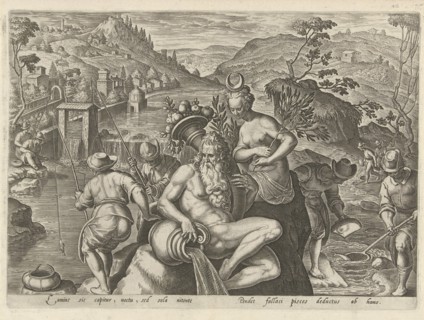 Nocturnal fishing with a rod, Philips Galle, Jan van der Straet, 1578