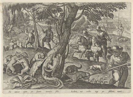 Hunting wild cats, Philips Galle, 1578