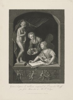 Woman drawing in a window, Johannes de Mare, 1827