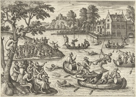Joust on the water, Pieter van der Borcht (I), Philips Galle, 1545 - 1608