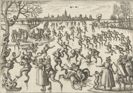 Skating, Pieter van der Borcht (I), Philips Galle, 1545 - 1608