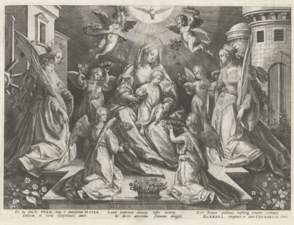 Veneration of Mary with the Christ Child with St. Catherine of Alexandria and Barbara H, RaphaÃ«l