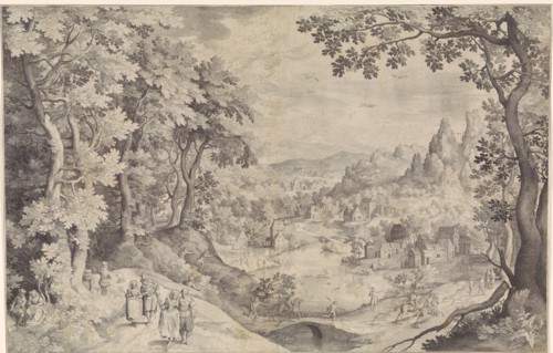 Landscape with deer hunting, Nicolaes de Bruyn, 1607