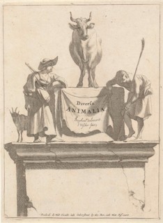 Title print for Diversa Animalia, Jan de Visscher, Frederik de Wit, 1643-1706
