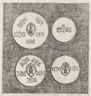 Two emergency coins beaten during the siege of Schoonhoven in 1575, Eberhard Cornelis Rahms, 1875