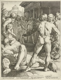Battle between Ulysses and Irus, Jan Harmensz. Muller, Gerard van Keulen, Franco Estius, 1589