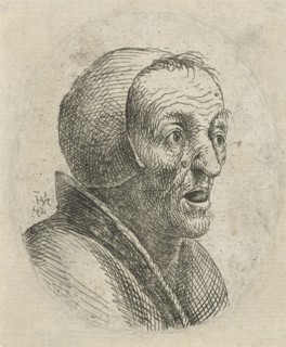Bust of an old woman with open mouth, Nicolaes van Haeften, 1694