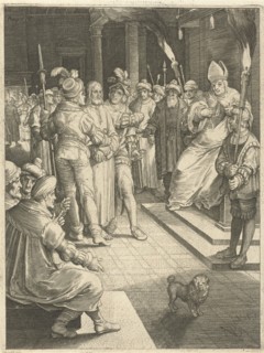 Christ before Caiaphas, Nicolaes de Bruyn, 1618