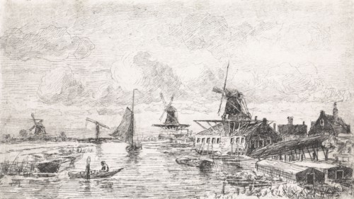 Windmill in landscape, Elias Stark, 1881