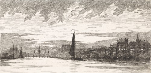 View from the Amstel River on Amsterdam, The Netherlands, Elias Stark, 1887