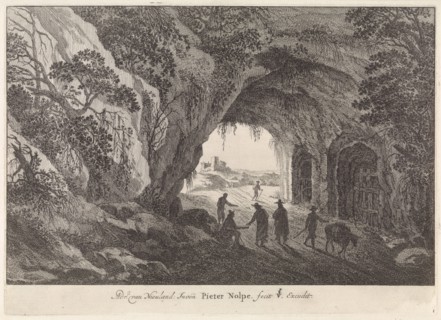Landscape with a tunnel, print maker: Pieter Nolpe, Adriaen van Nieulandt I, Claes Jansz. Visscher