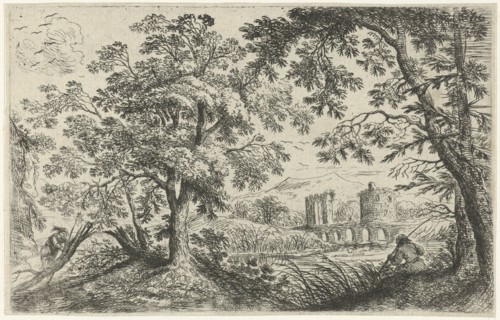 Landscape with a fisherman, Cornelis Matthieu, 1637 - 1656
