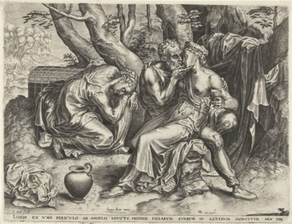 Lot and his daughters, Cornelis Cort, Hendrick Hondius (I), c. 1590 - c. 1650
