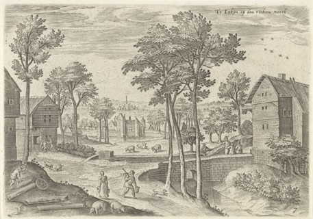 View of the main street of Laeken, Belgium, Hans Collaert (I), Hans Bol, Claes Jansz. Visscher