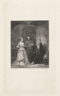 Crowned lady near a chained man, Johannes de Mare, Koenraad Fuhri, 1837-1855