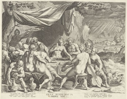 The sinful humanity before the flood, Johann Sadeler I, Anonymous, Francois van den Hoeye,