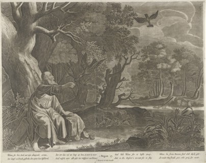Elijah fed by ravens, Pieter Nolpe, Anonymous, Pieter Symonsz. Potter, 1645 - 1706