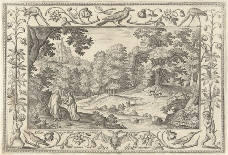 Temptation in the Desert, print maker: Adriaen Collaert, Hans Bol, Eduwart van Hoeswinckel, 1582 -