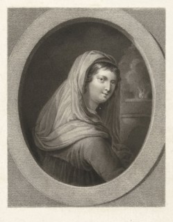 Young woman with a veil, in the background a fire, Lambertus Antonius Claessens, Guido Reni, c.