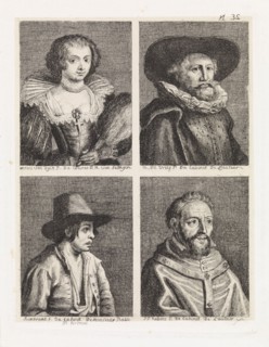 Four portraits, print maker: Philippe Lambert Joseph Spruyt, Anthony van Dyck, Abraham de Vries,