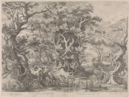 Johannes de Doper praying in a morass landscape. Jan van Londerseel, Claes Jansz. Visscher (II),