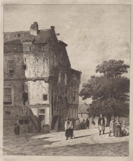 View of a street in Amsterdam, The Netherlands, print maker: Jan Weissenbruch, 1850