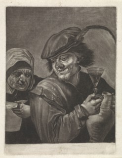 Man with jug and wine glass, variant A, Jan van der Bruggen, 1659-1740